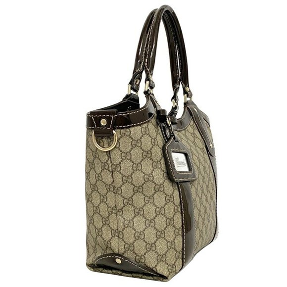 Gucci Tote Bag Beige Brown GG Supreme 203521 PVC Patent Leather GUCCI Handbag... - Picture 2 of 10